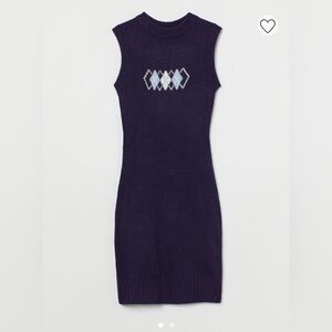 h&m argyle knitted mini dress